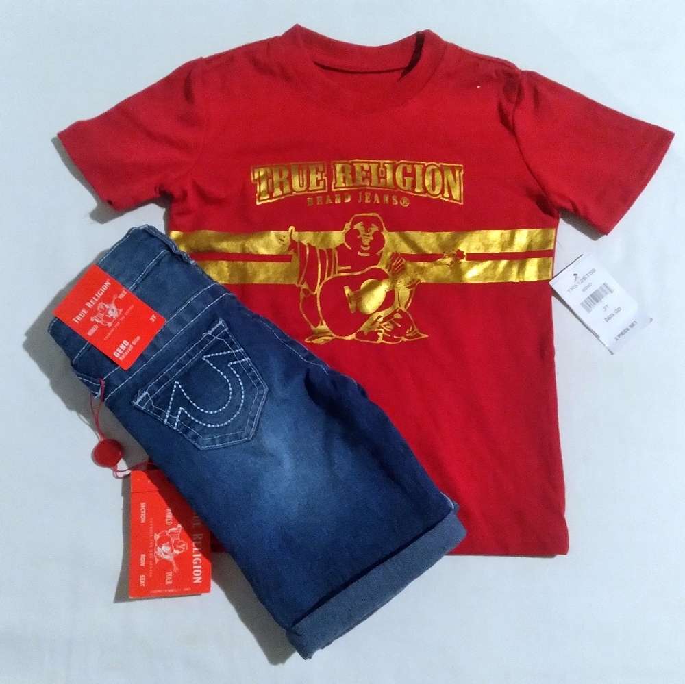 True Religion Boys Toddler 2pc Short Set- 3T
